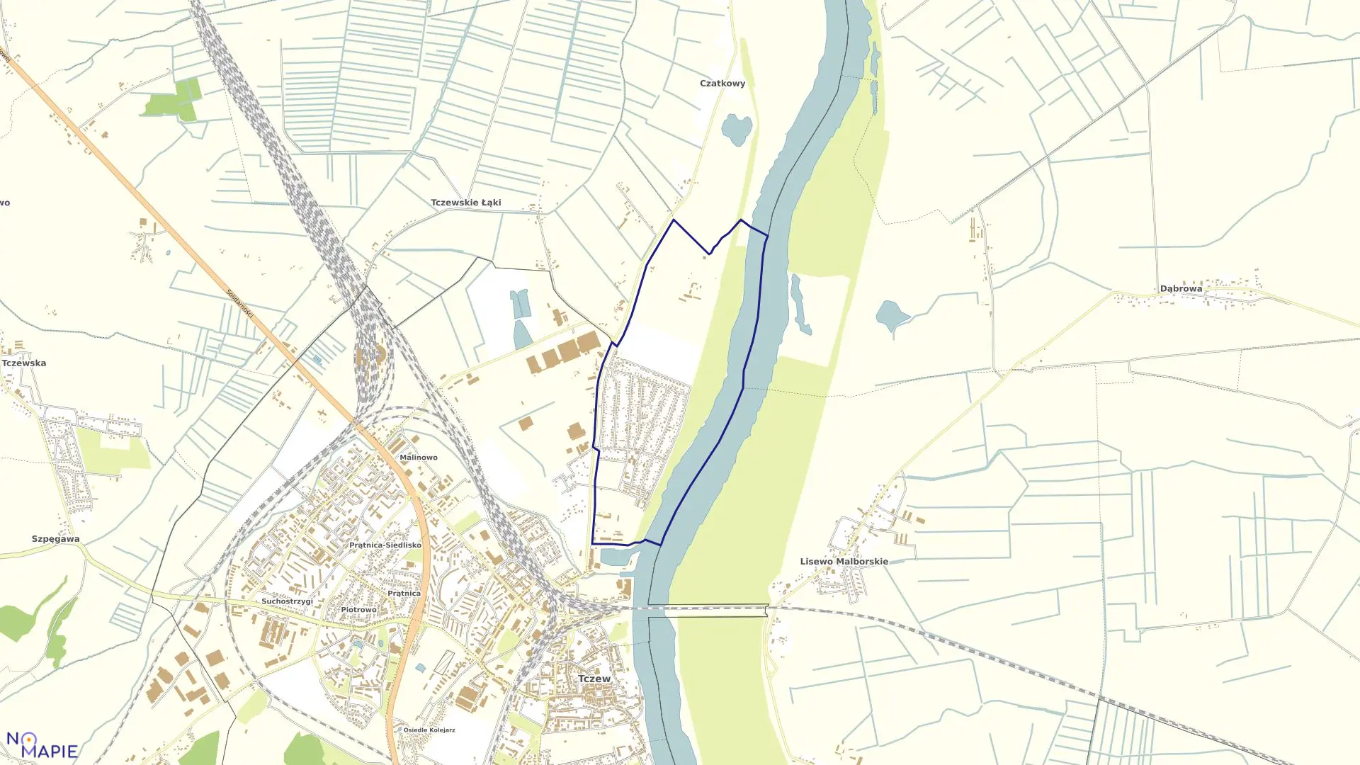 Mapa obrębu Obreb 1 w mieście Tczew
