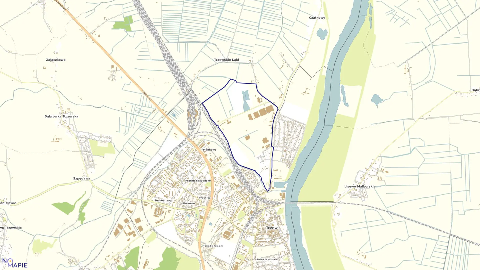 Mapa obrębu Obreb 2 w mieście Tczew