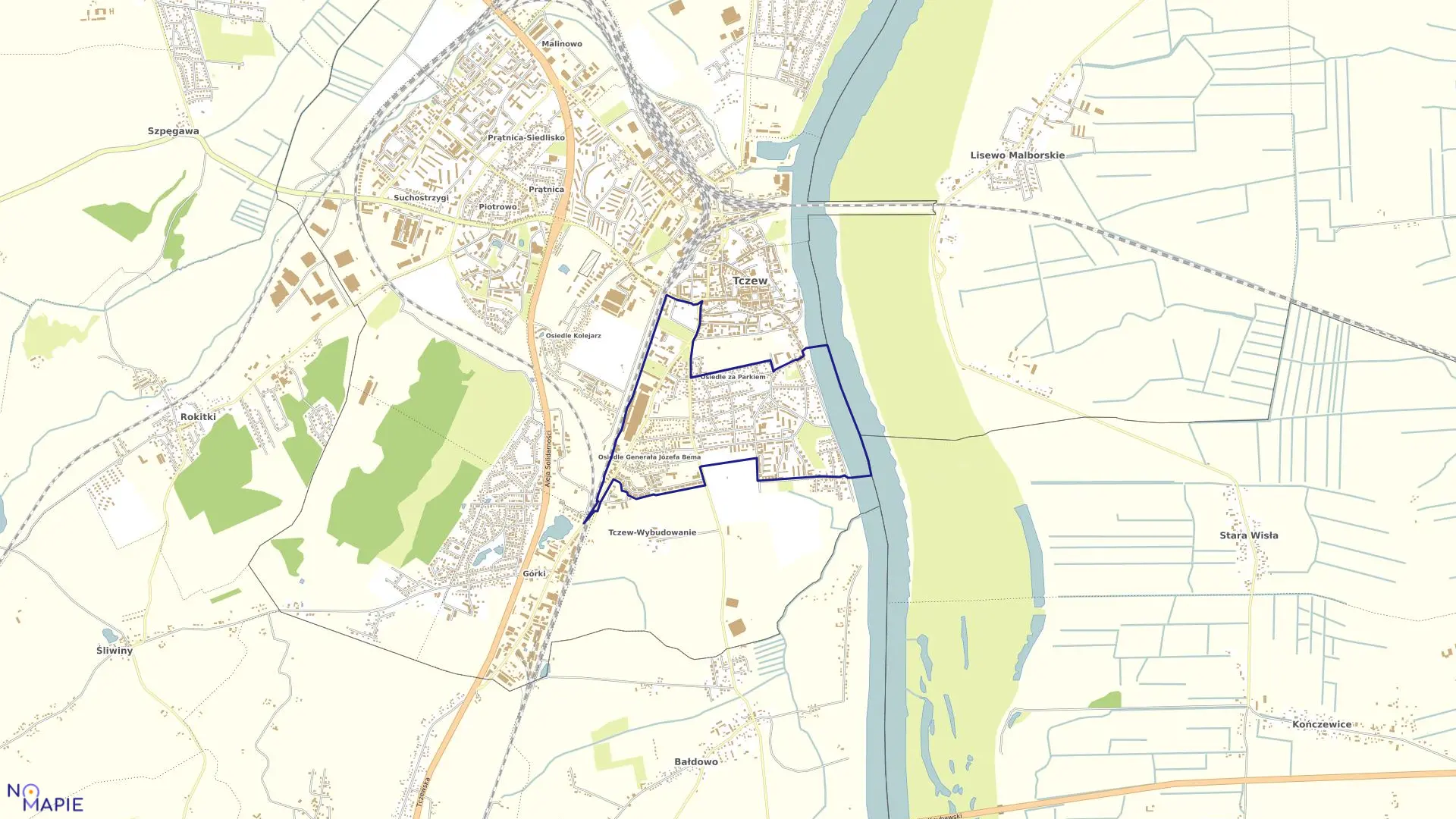 Mapa obrębu Obreb 9 w mieście Tczew