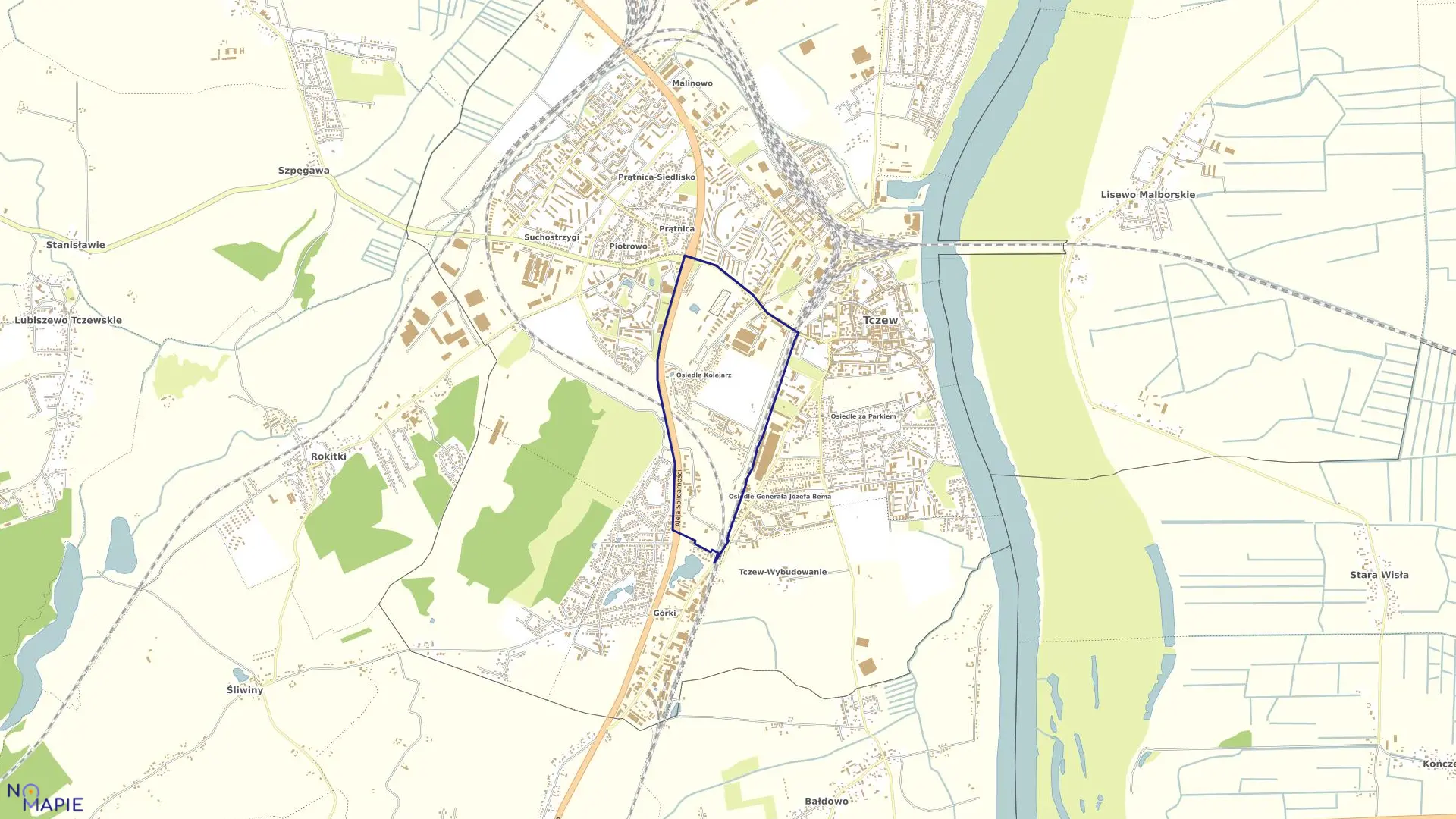 Mapa obrębu Obreb10 w mieście Tczew